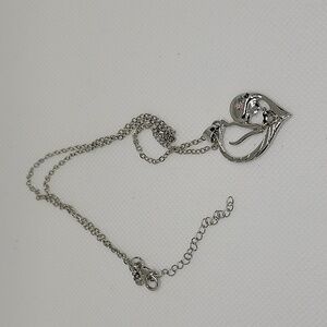 Western A Girl & Her Horse Heart 18" + 2" Extension Silver Tone Necklace
